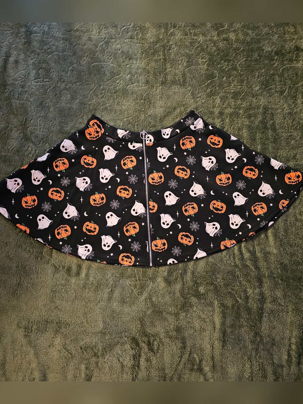Social Collision Halloween Skater Skirt Pockets Ghosts Pumpkins Zipper Large